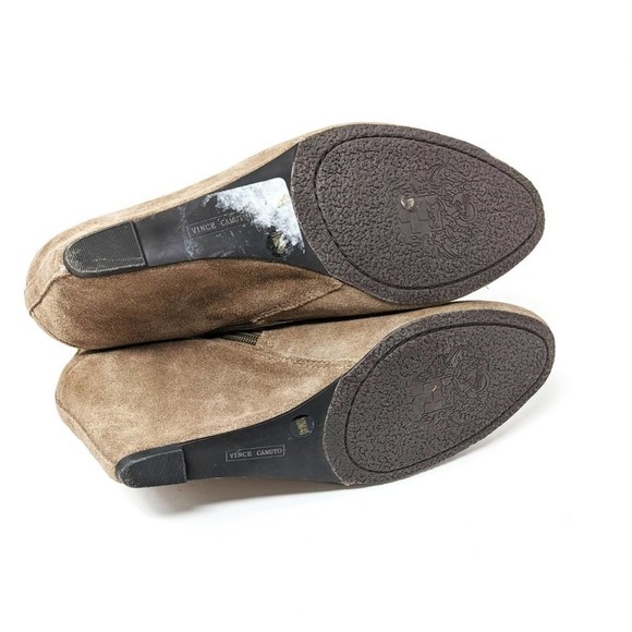 Vince Camuto Womens 10 Melisi Leather Brown Suede Wedge Zip Ankle Booties Boots - Picture 8 of 12